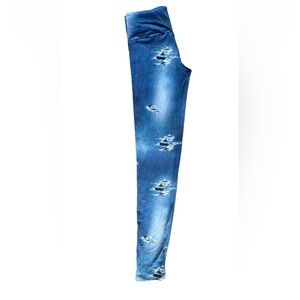 BOHNO Fit Wear Jean Print Leggings One Size NWT Blue